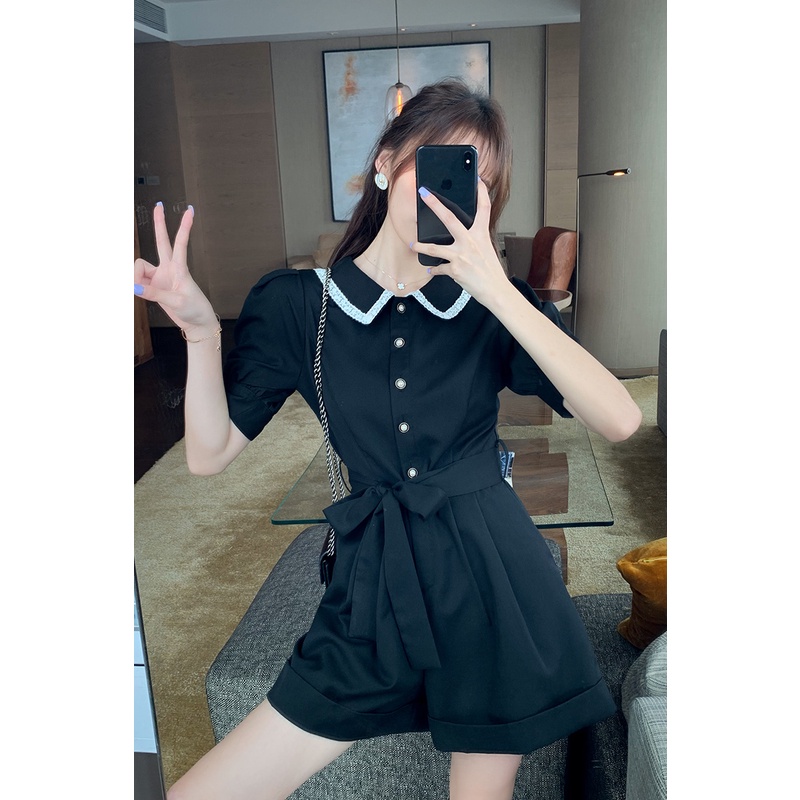 【Rozen】Korean Pearl Mini Solid Romper R100