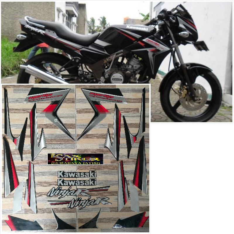 striping original Kawasaki Ninja R 150 L hitam tahun 2010 2011