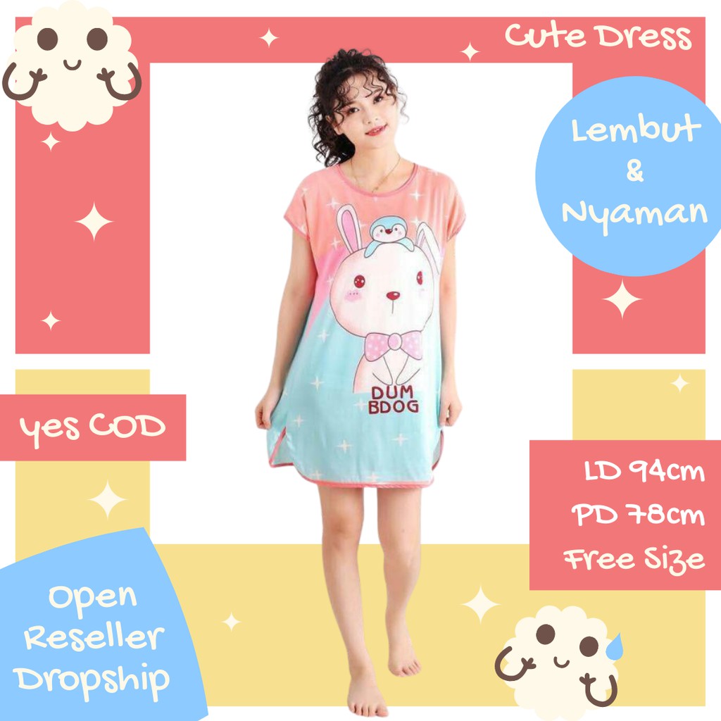 Daster Baju rumah Remaja Lucu motif Kartun