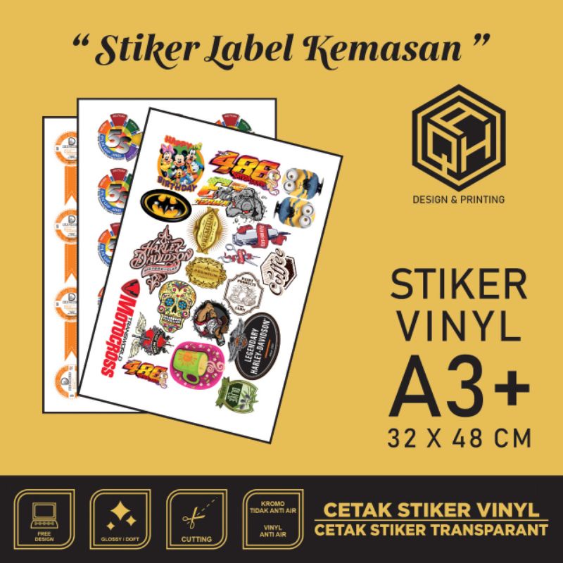 

AQHPRINTING - Sticker Vinyl A3+ Sticker Label Kemasan Sticker Anti Air