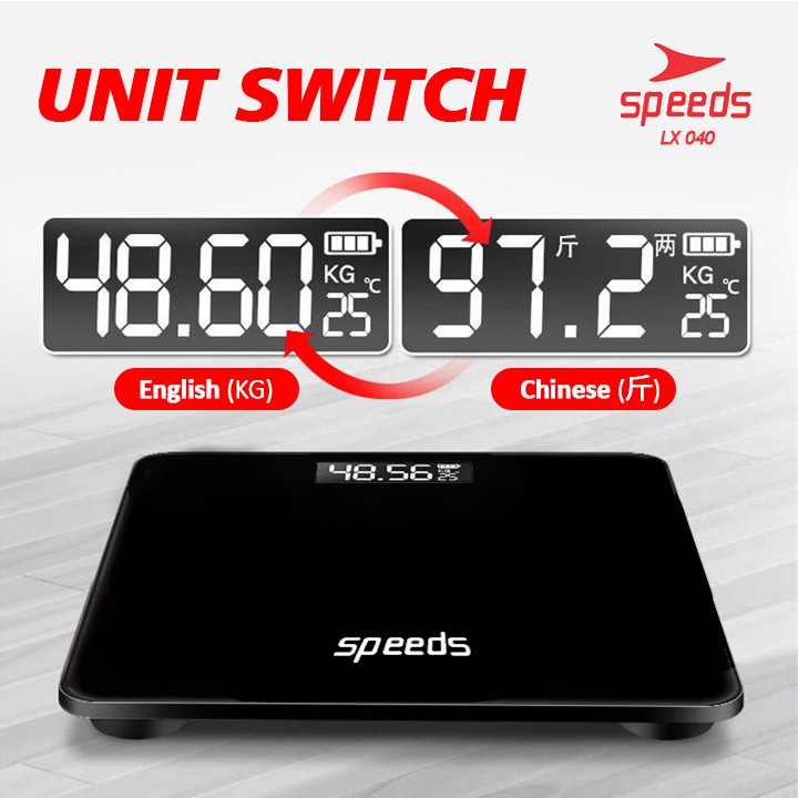 timbangan badan speeds digital 180kg scale kaca berat mini max original impor 040 7