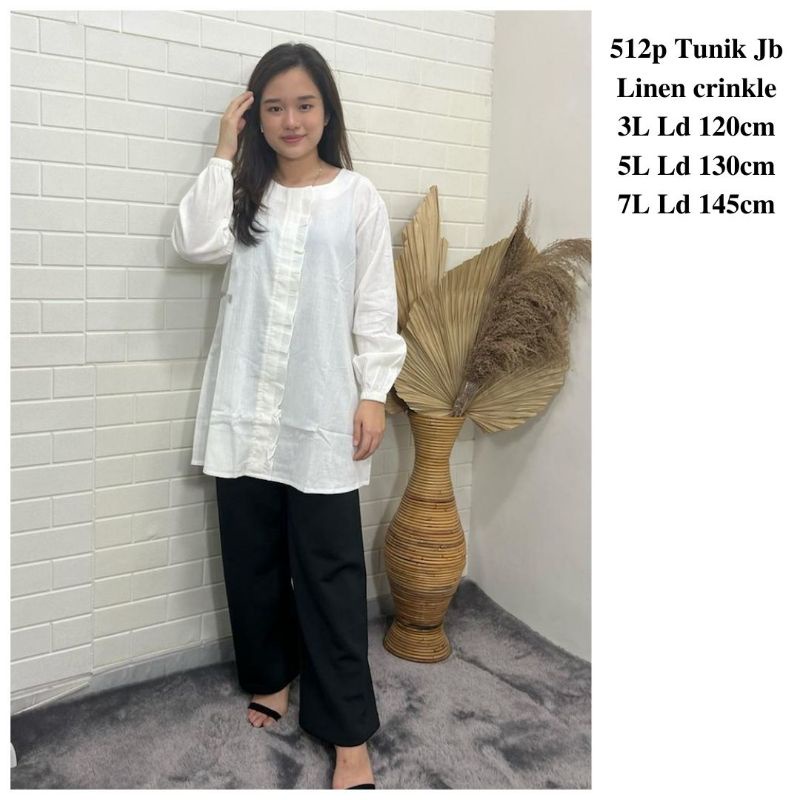 TUNIK PUTIH WANITA TUNIK LINEN CRINCLE TUNIK CRINKLE PUTIH TUNIK PUTIH JUMBO TUNIK WANITA JUMBO TUNI