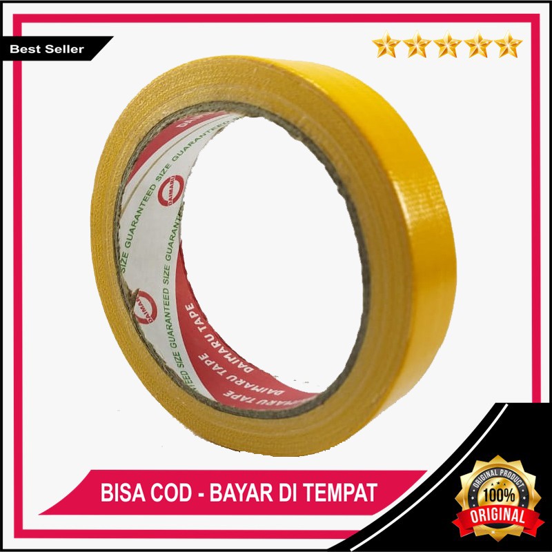 DAIMARU CLOTH TAPE WARNA / LAKBAN KAIN WARNA UKURAN 24mm X 12M - 1PCS [Kuning]