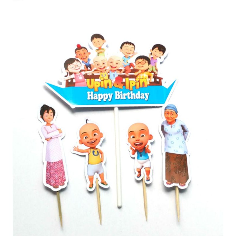 Cake Topper / Toper Kue Kertas: Upin dan Ipin