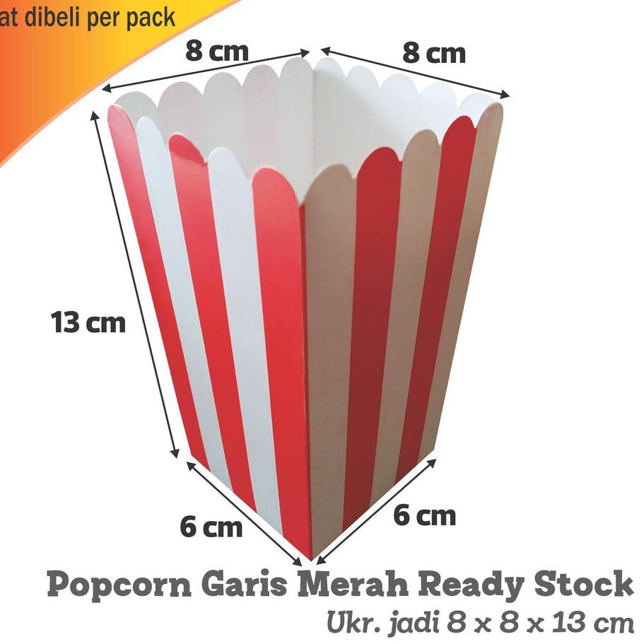 

Paling Laku [11.11] Box Popcorn Garis Merah Uk 8x8x13 cm (91pcs) .!