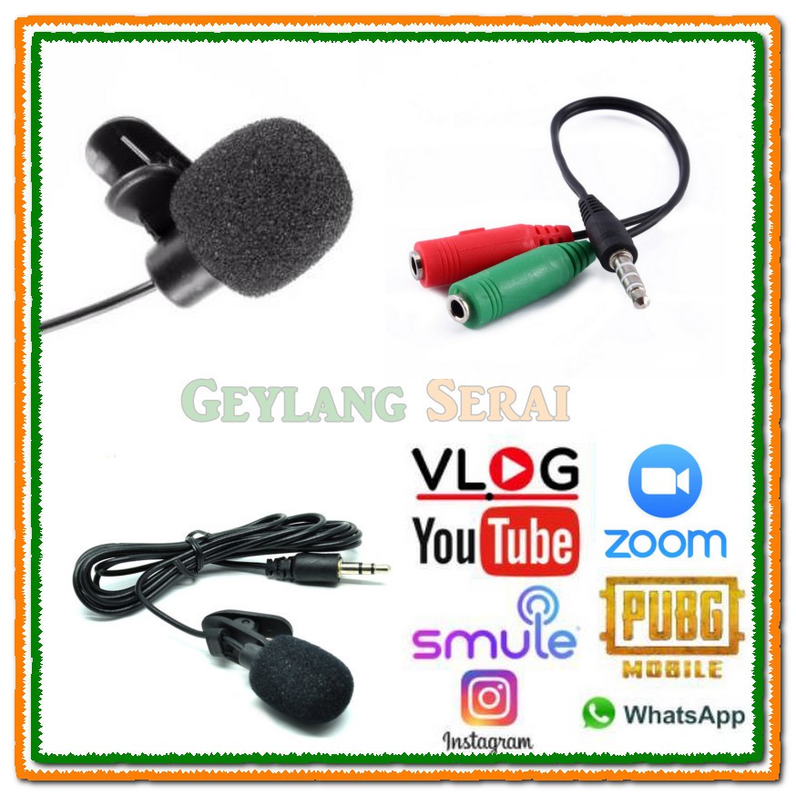 Paket Alat Recording Youtuber Microphone Jepit dan Splitter Audio