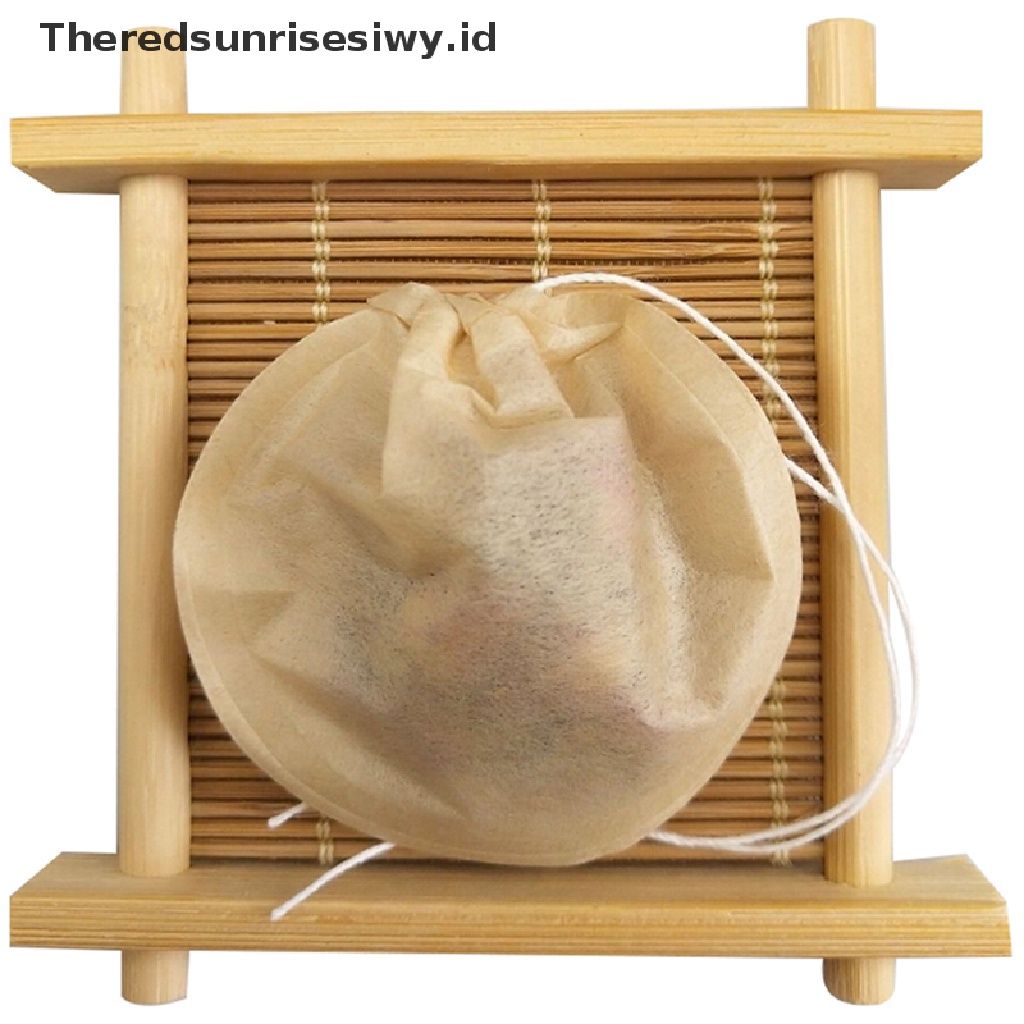 (Theredsunrisesiwy.Id) 100pcs / Lot Kantong Filter Teh Herbal Bentuk Bulat Dengan Tali