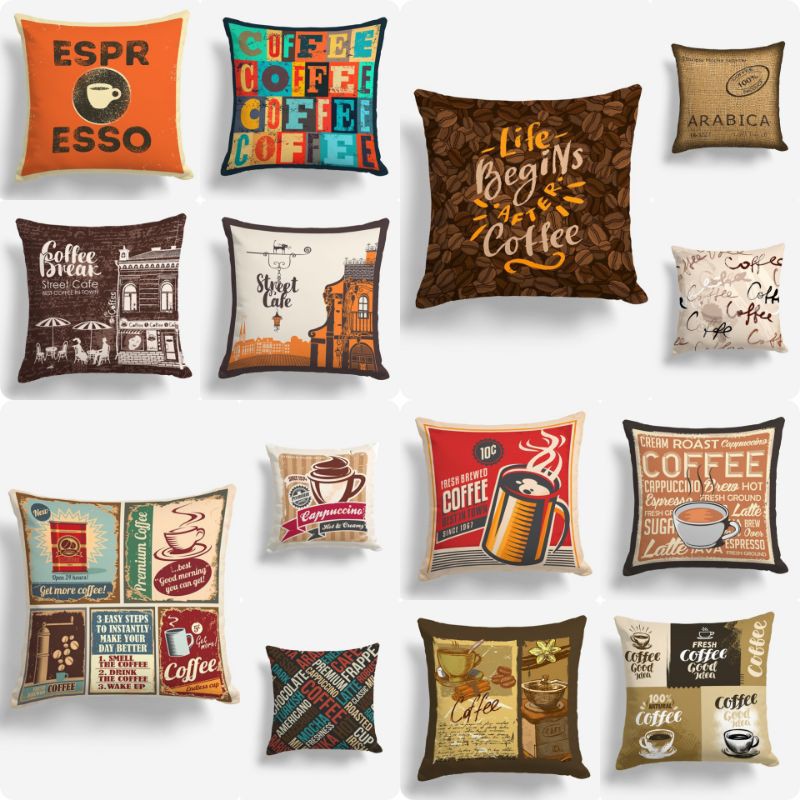 SARUNG BANTAL SOFA PRINT MOTIF KOPI COFFEE CAFE KAFE 40X40 CM