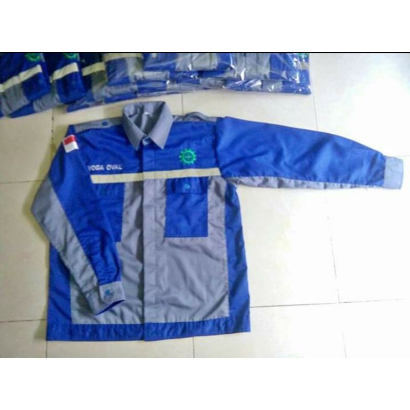 SERAGAM BAJU SAFETY ABU ABU KOMBINASI BIRU RESLETING MODEL TERBARU