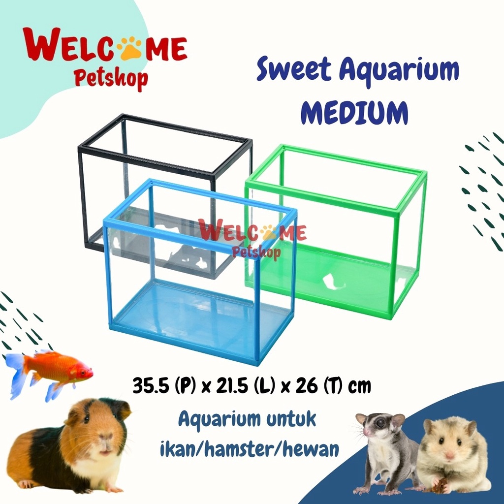 Aquarium Sweet 35.5 x 21.5 x 26 cm (MEDIUM) / Akuarium Ikan / Hamster