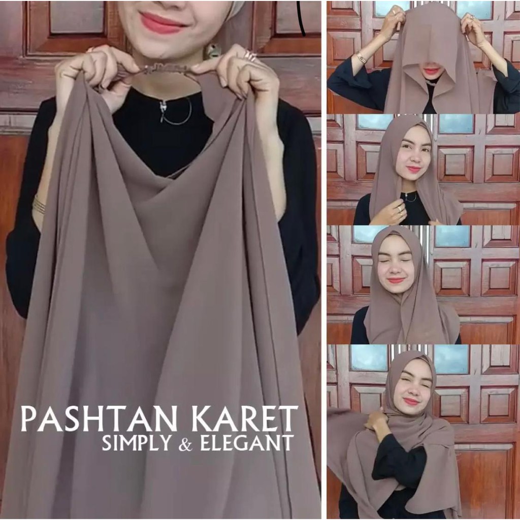 Pasmina Tali Karet 180x75Cm Pasmina Tebal Bahan Italiano Crepe Pasmina Polos