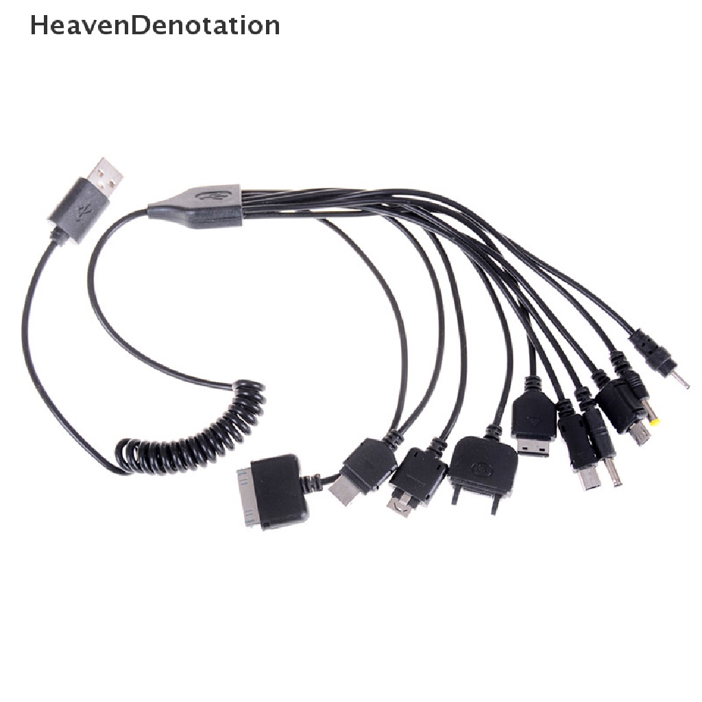 (Heavendenotation) Kabel Data / Charger Usb 10 In 1 Retractable Universal Untuk Handphone