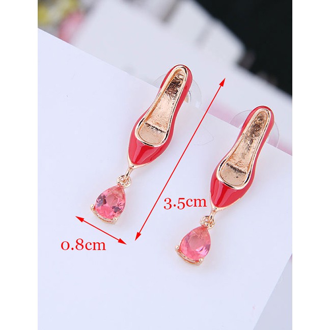 LRC Anting Tusuk Fashion Red High Heel Earrings A57979