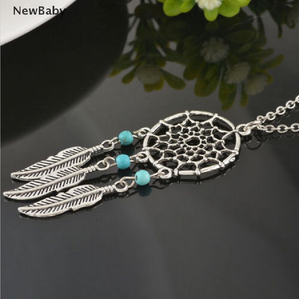 Kalung Rantai Dengan Liontin Dream Catcher Aksen Batu Turquoise Untuk Wanita