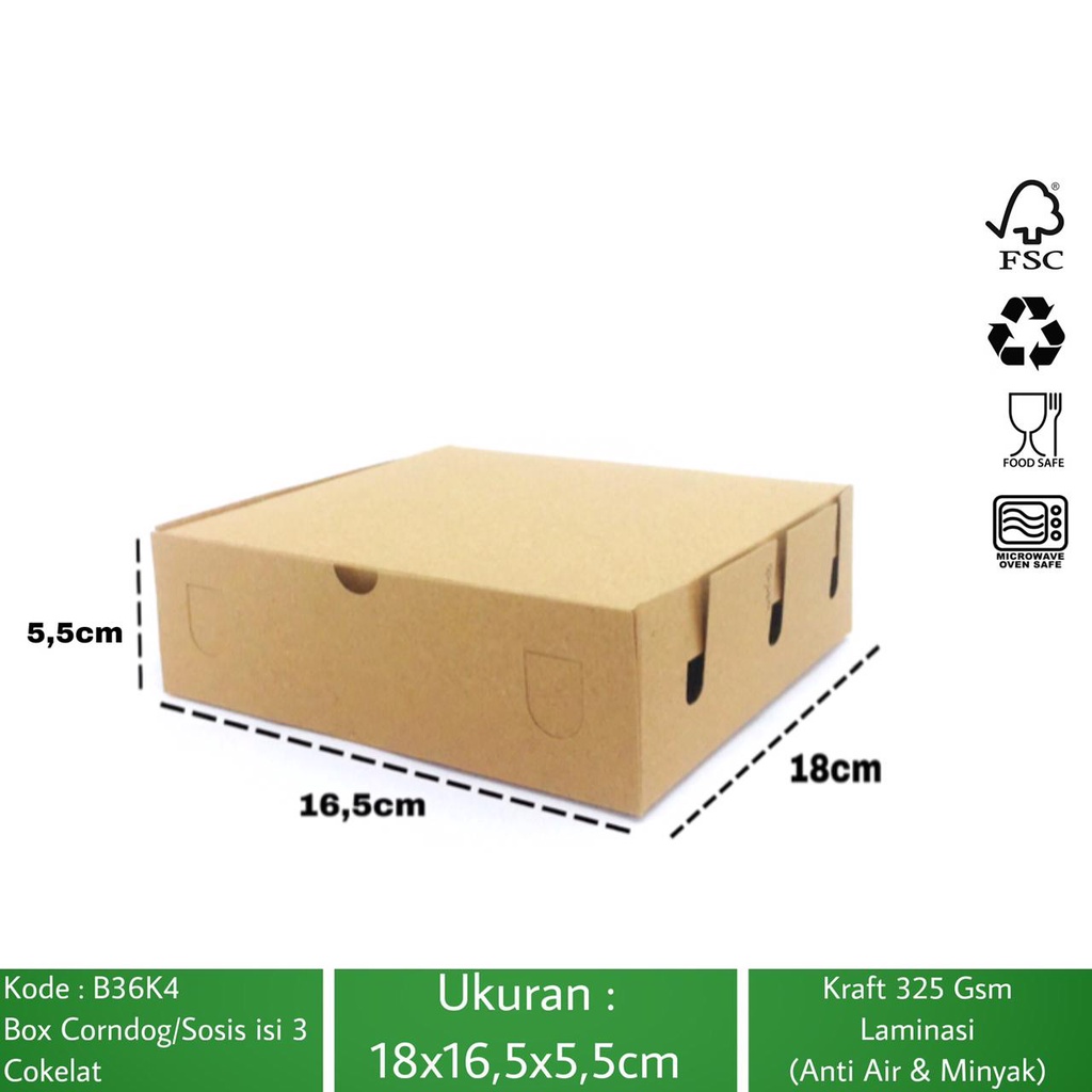 Box Sosis Dus Corndog Dus Sate (B36K4-18X16.5X5.5 Cm)