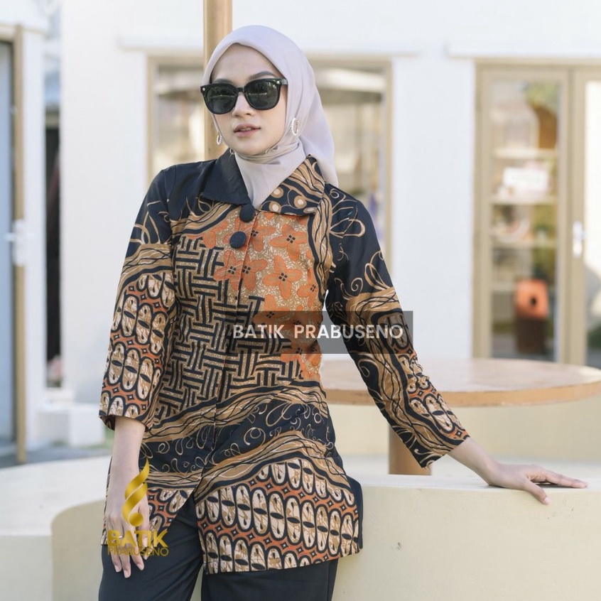 Tunik Batik SALIMAR Atasan Wanita Lengan Panjang Original Prabuseno Solo Baju Kerja Cewek Anak Dewas