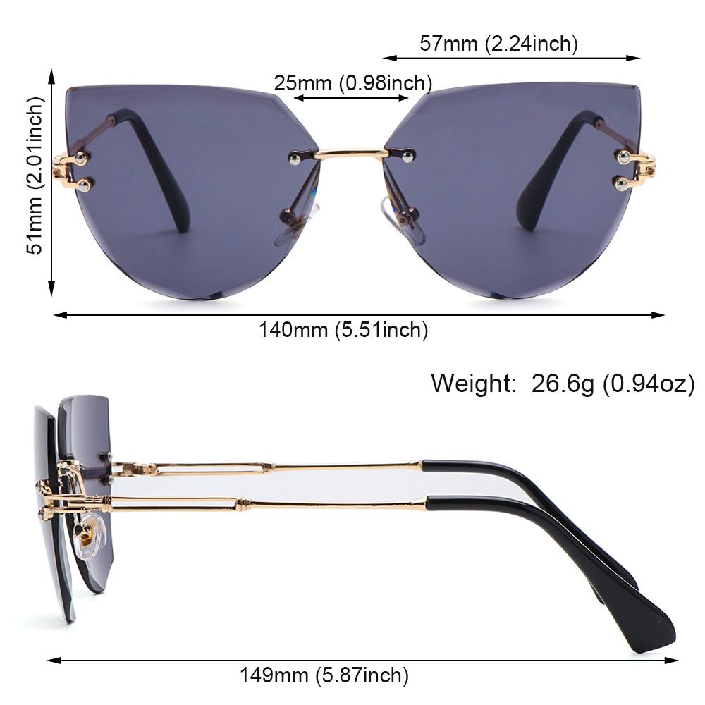 R-flower Cat Eye Sunglasses Gradient UV400 Kacamata Wanita Metal Sunglasses