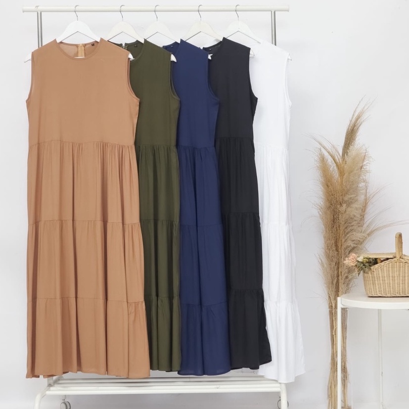 JOVITA INNER DRESS / Pakaian Wanita Terbaru / Manset Dress Tanpa Lengan / Dress Casual Polos Premium