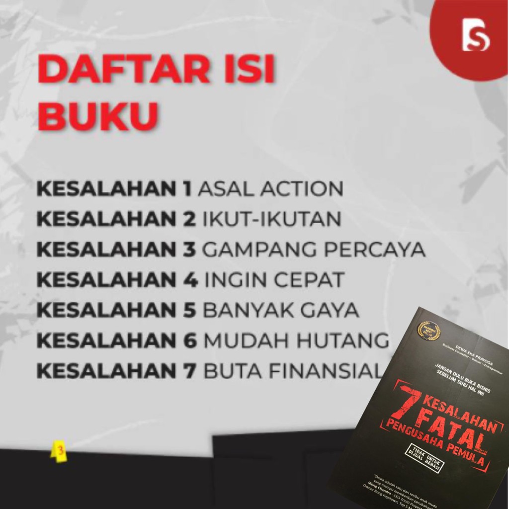 Buku Bisnis 7 KESALAHAN FATAL PENGUSAHA PEMULA | Dewa Eka Prayoga