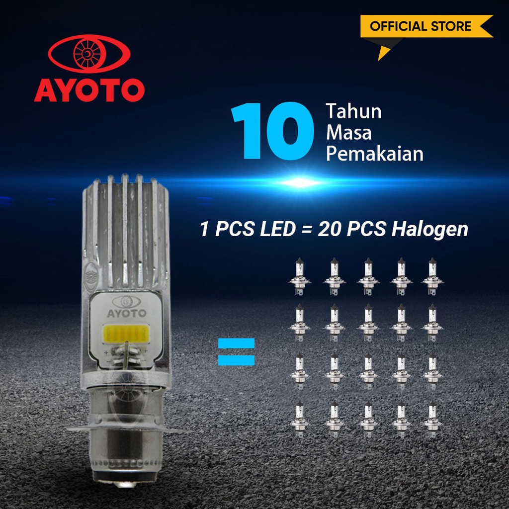 Lampu LED Motor Utama SOKET T19/H6 Arus AC DC Ayoto M1A M1A PRO KP M2A M2A PRO M2B M2B KP M2B PRO Bebek MatiK