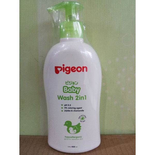 PIGEON BABY WASH 2IN1, LIQUID SOAP, SHAMPOO 400ML (PUMP)