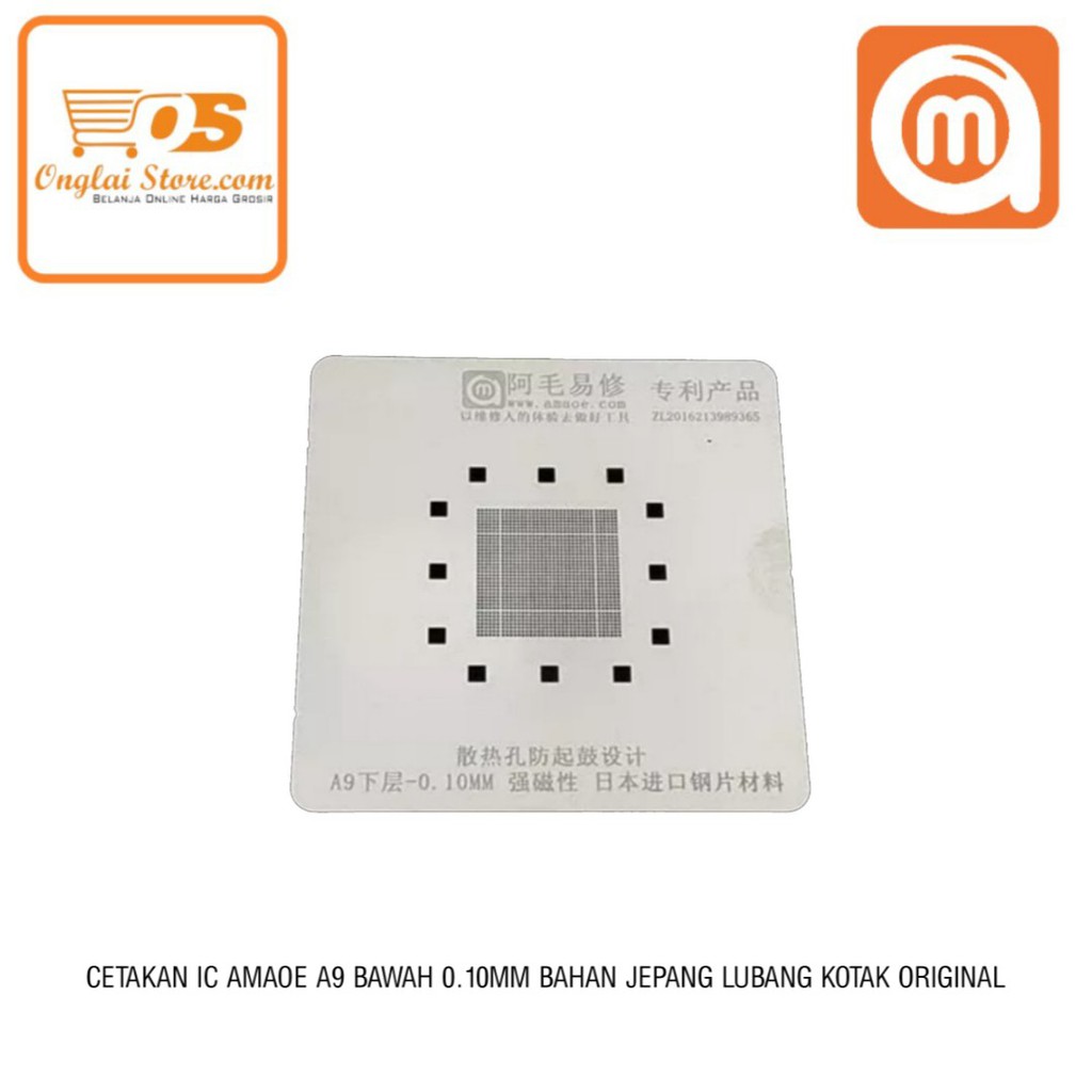 CETAKAN IC AMAOE A9 CPU BAWAH 0.10MM MAGNET BAHAN JEPANG LUBANG KOTAK ORIGINAL