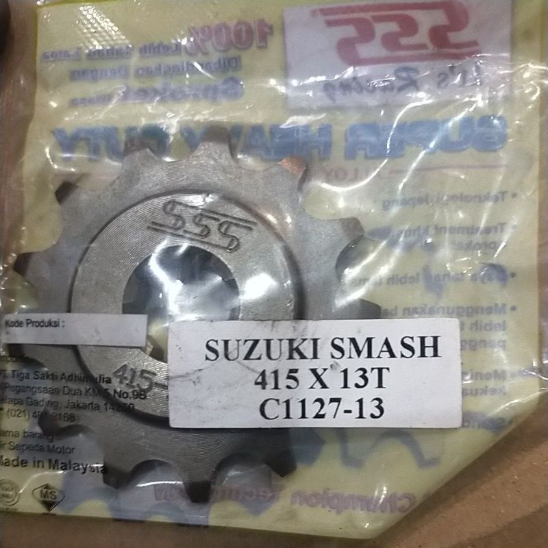 SSS GEAR GER DEPAN 415 JUPITER VIXION R15 MEGAPRO GL CB150R SUPRA SATRIA FU SMASH SHOGUN GIR FRONT SPROCKET-Sss 415x13 smash.kph