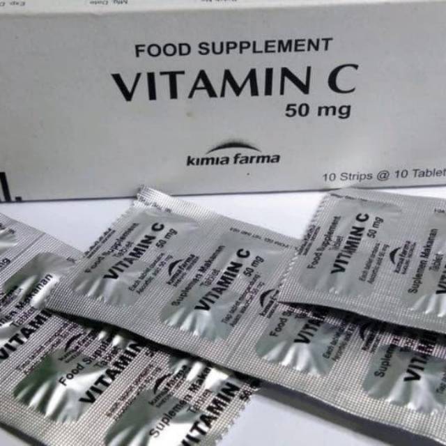 VITAMIN C 50 mg &amp; 250mg  Kimia Farma Harga/ Box isi 100 Tablet ) meningkatkan daya tahan tubuh.