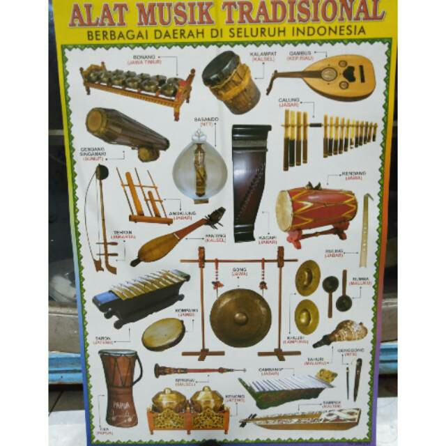 Poster Edukasi Anak Gambar Alat Musik Tradisional Berwarna 50x35 Shopee Indonesia