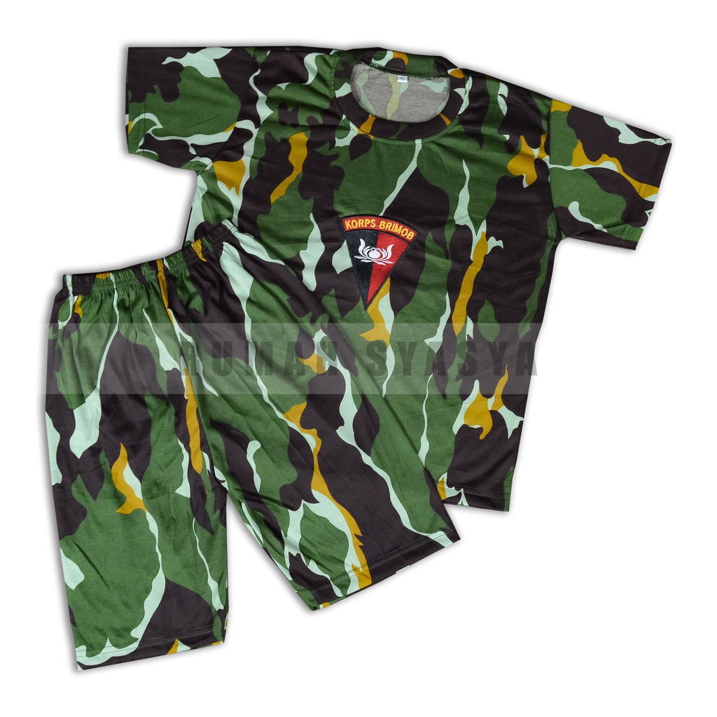 Setelan Baju Kaos Training Anak KIDS ARMY TNI-AD Bahan Double 30S Piyama Loreng Tentara Polisi Tacti