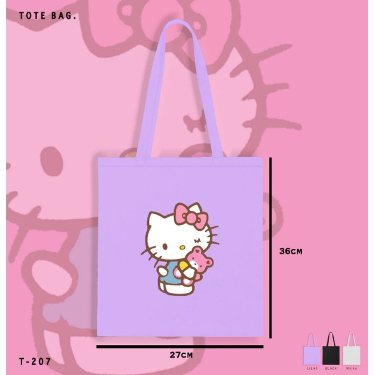 TOTE BAG LILAC HELLO KITTY/TOTEBAG HELLO KITTY KANVAS/SOUVENIR ULTAH