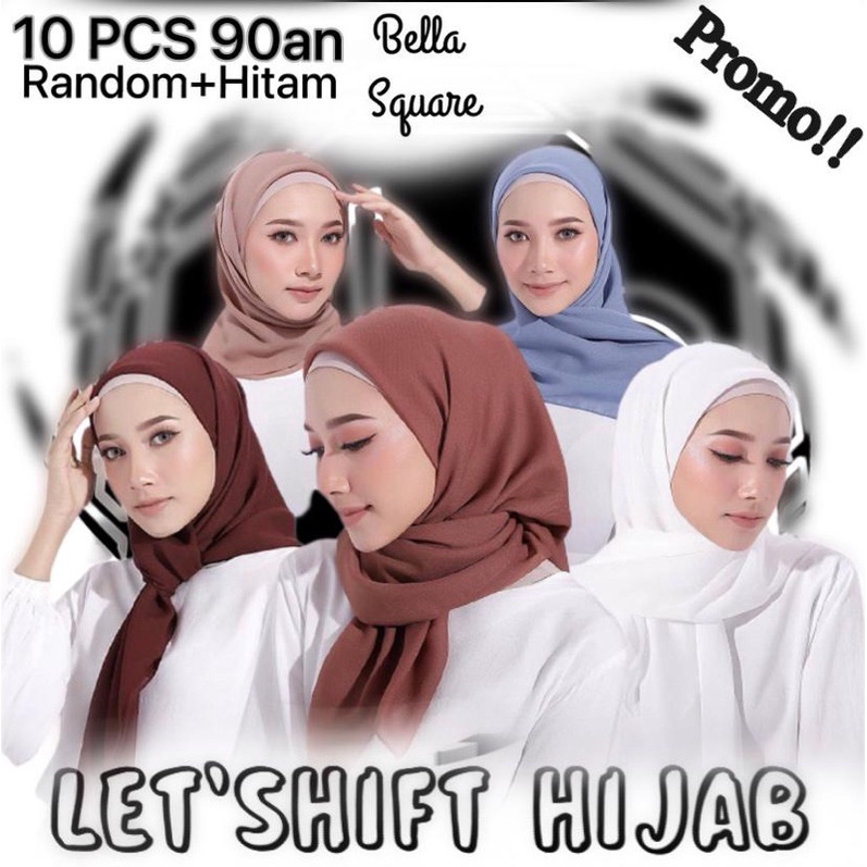 HIJAB BELLA SQUARE 10PCS/ HIJAB SEGI EMPAT VOAL/ BELLA SQUARE GROSIR TERMURAH