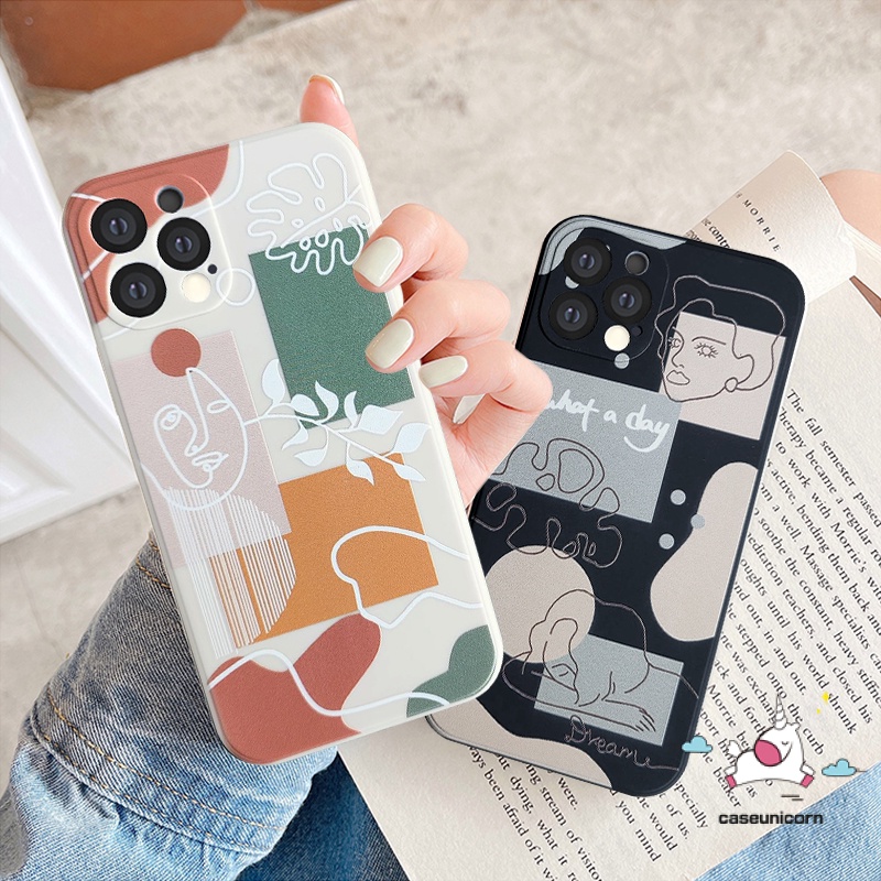 Casing Tepi Lurus Infinix Smart 46 5 Plus Hot11 8 20s 11s 9 20 12i 10s 10t 12 10Lite Hot 11 12 10 9 Main 12pro Note 12 G96 8 11 12 2023 Wajah Art Line Anti Jatuh Case Gaya Frosty