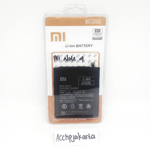 Baterai XiaoMi Redmi Note 4 Mediatek BN41 Original Batre