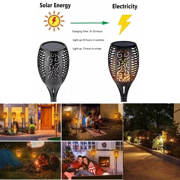 Lampu Obor Taman Lampu Api Solar Tenaga Surya 33 LED Outdoor Tahan Air