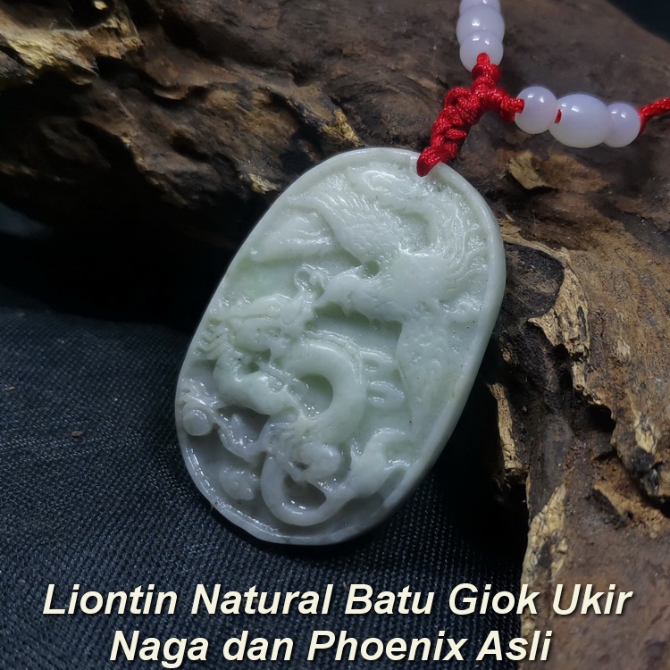Giok Asli Motif Naga Liontin Kalung Batu Natural