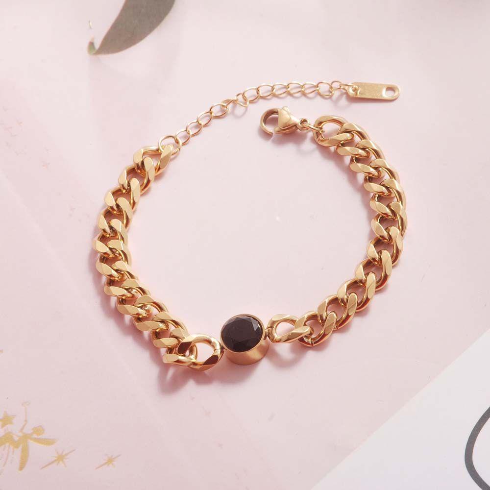 Mxbeauty Gelang Wanita Trendy Elegan Hiphop Hitam Kristal Punk Unisex Fashion Perhiasan