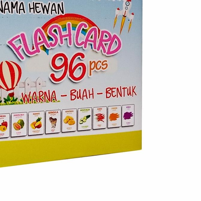 ➫ FlashCard 96 Kartu Edukasi - Huruf, Angka, Hewan, Warna Buah, Sayur 2 Bahasa Indonesia dan Inggris