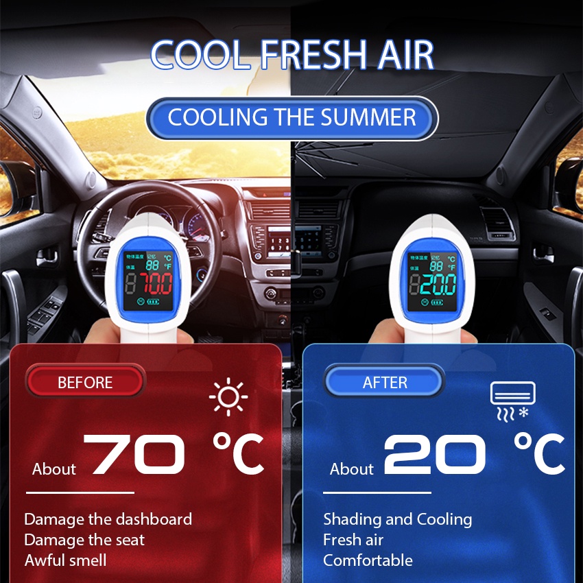 Payung Mobil Sunshield Dapat Dilipat  Penutup Kaca Mobil Depan Penahan Panas Model Payung Cover Mobil Kaca BESAR Mobil Sedan SUV CRV