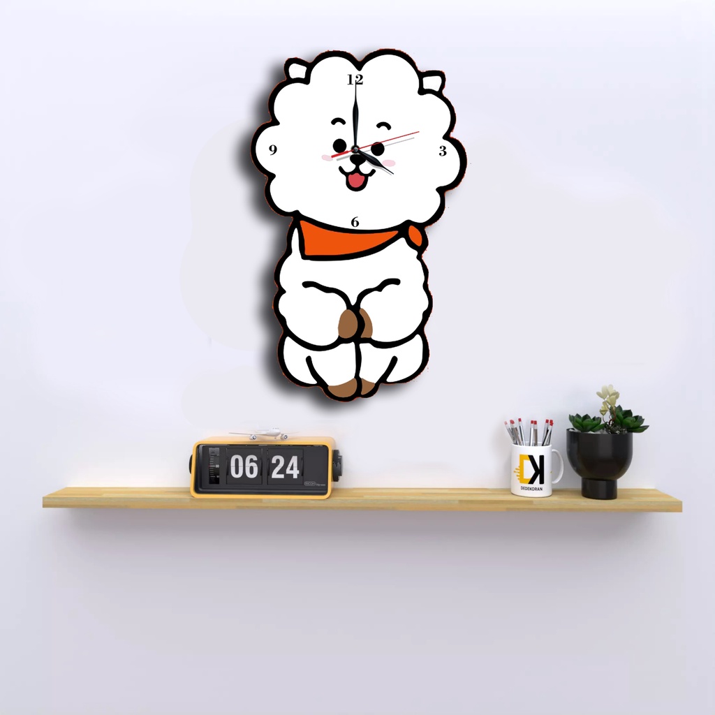 Jam Dinding Pola Unik Design BTS  BT21 Special Edition Free Vintage Box + Baterai rajadekorofficial-RJ