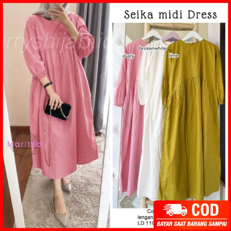 Seika Midi Dress Katun Premium HQ