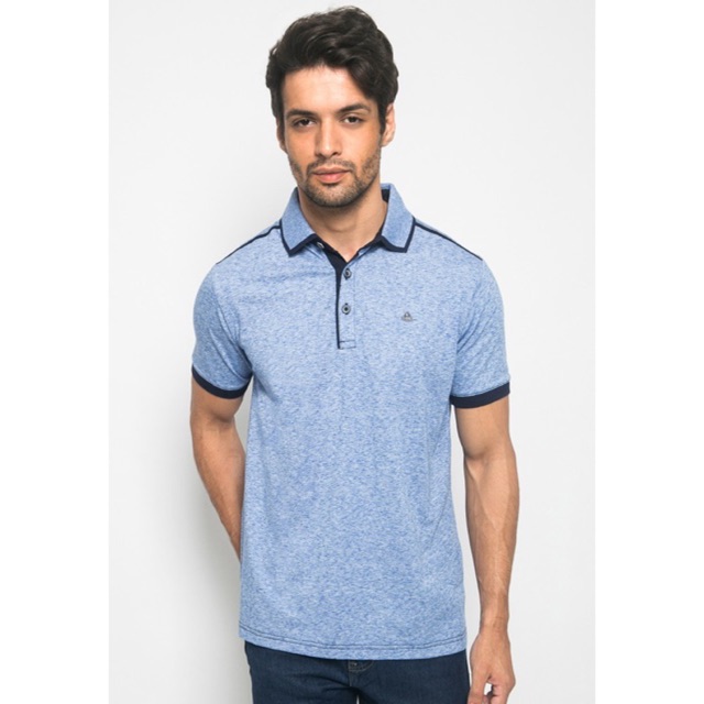 Kaos Kerah fashion Lgs Johnwin katun bluee