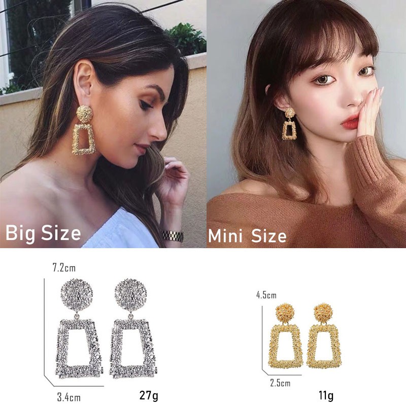 COD Korea Anting Fashion Anting Hijab Emas Karat Logam Trapesium Aksesoris Fashion 01