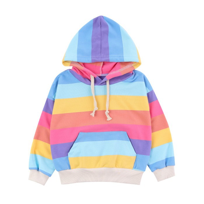 LittleAaron RAINBOW SWEATER atasan baju anak perempuan hoodie lengan panjang import