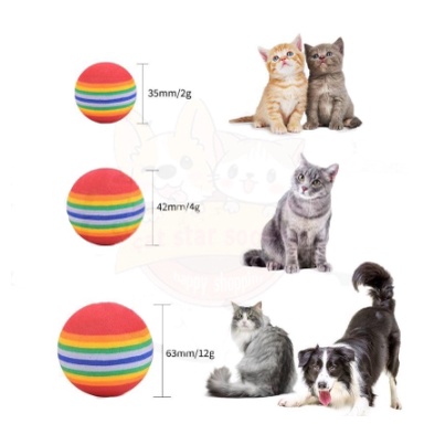 Bola Kucing Pelangi Cat Ball Toys Mainan Kucing Kitten Anak Anjing Lucu Bahan Lembut Aman