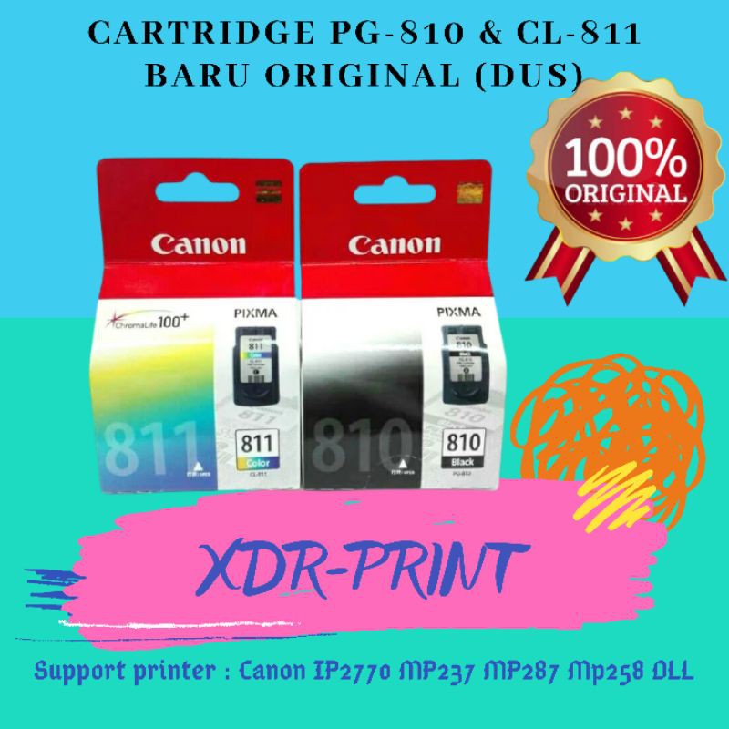 Cartridge PG-810 & CL-811 Baru Original Tinta Printer Canon IP2770 MP237 MP287 MP258