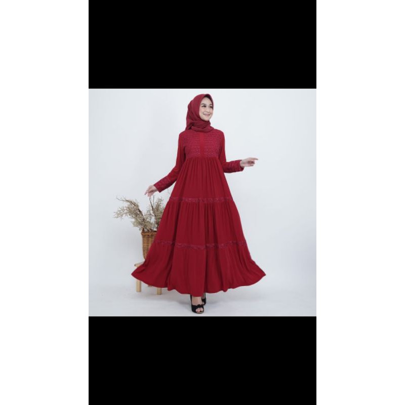 gamis kaos korea kombinasi brukat