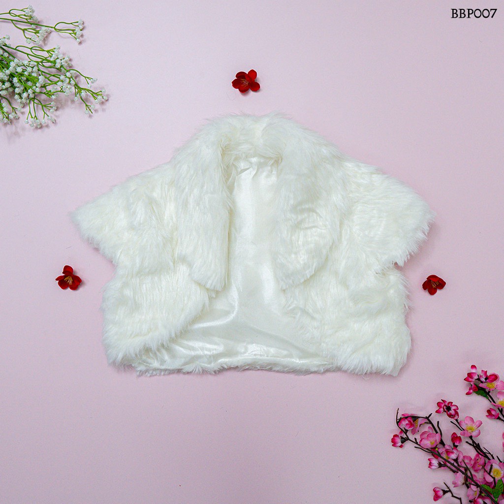 [PRODUK FAVORIT] AKSESORIS WEDDING CARDIGAN PESTA FUR BOLERO PENGANTIN BULU PUTIH BBP007