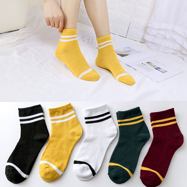 Kaos Kaki Motif Garis Panjang Korea Import Ankle Cute Panjang / TS-21