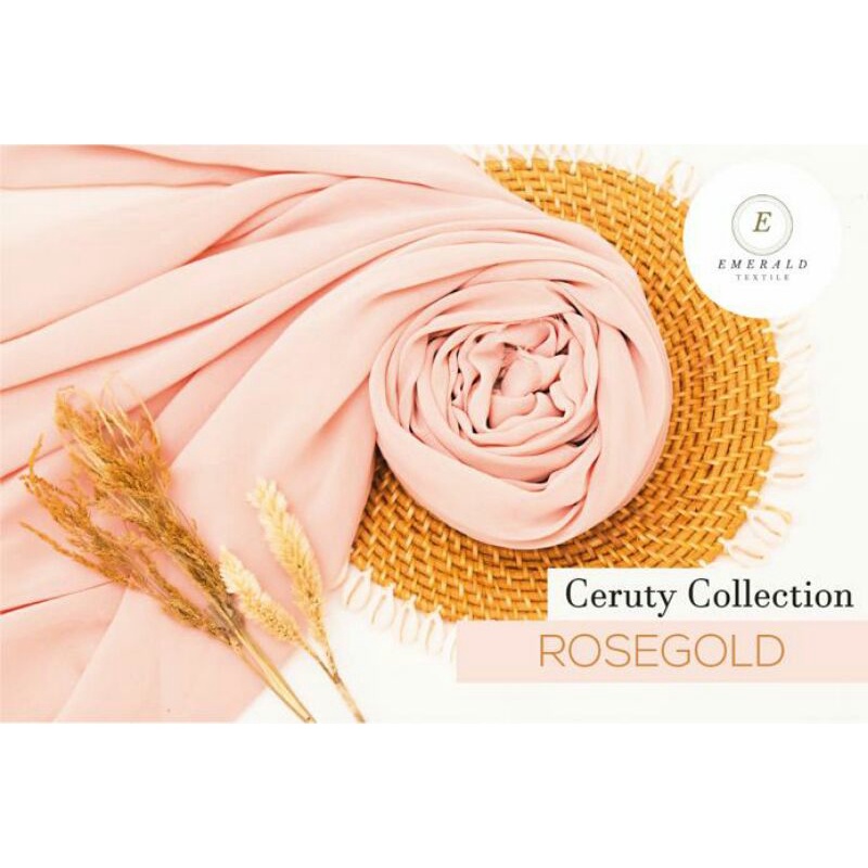 SETENGAH METER Kain Sifon Ceruty Tile Premium By Emerald Textile - Rose Gold ( HARGA PER 50cm KAIN )